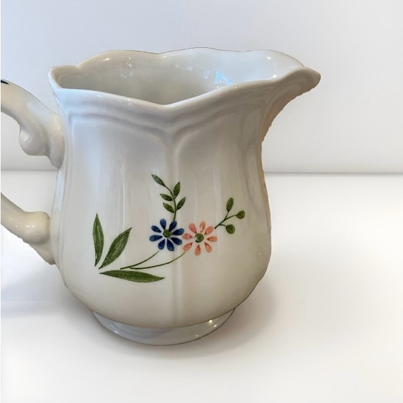 Vintage Retired Sears Country French Ironstone Sugar Bowl And Creamer Set Floral - Picture 9 of 15